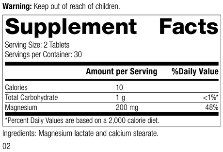 Magnesium Lactate Rev 02 Supplement Facts