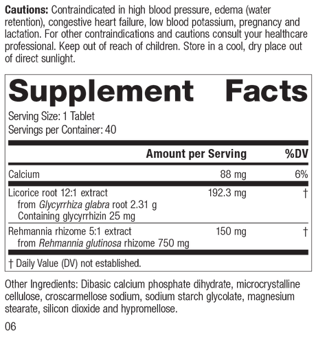 Adrenal Complex, 40 Tablets, Rev 05 Supplement Facts